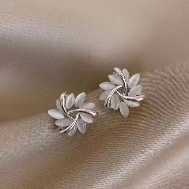 Cat's Eye Flower Earrings High Sense Opal Square Triangle Geometry Earrings
