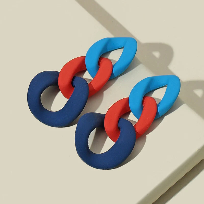 Color-Block Statement Resin Earrings