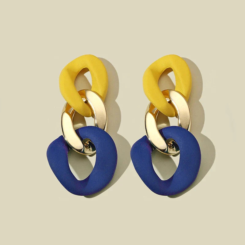 Color-Block Statement Resin Earrings