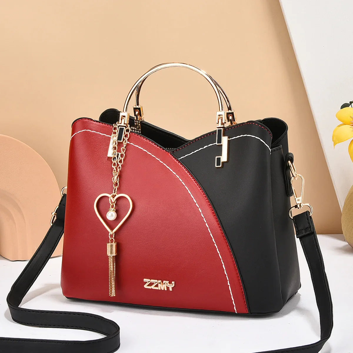Modernist Color-Block Capacity Bucket Bag