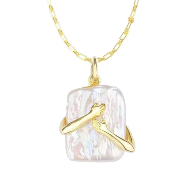 Couple Hugging Necklace