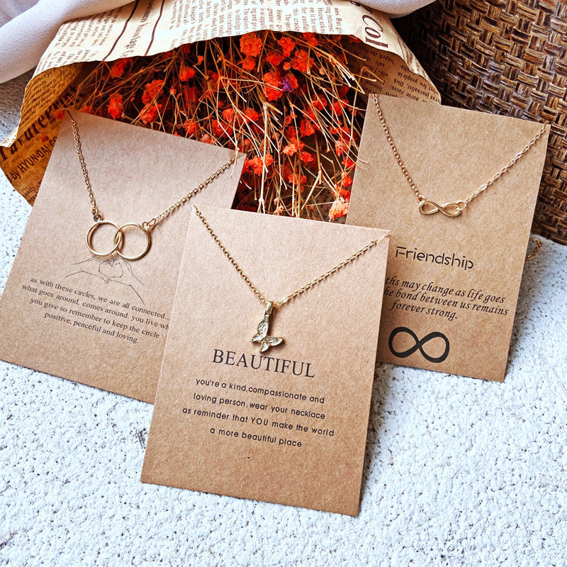 Retro Letter Card with Clavicle Fashion Necklace