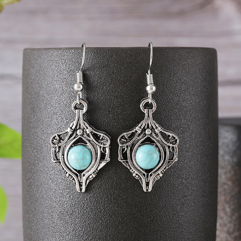 Retro Simple Gem Winding Pendant Earrings