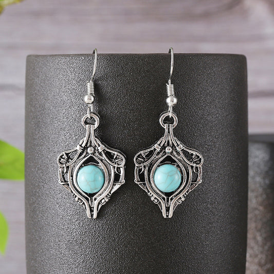 Retro Simple Gem Winding Pendant Earrings