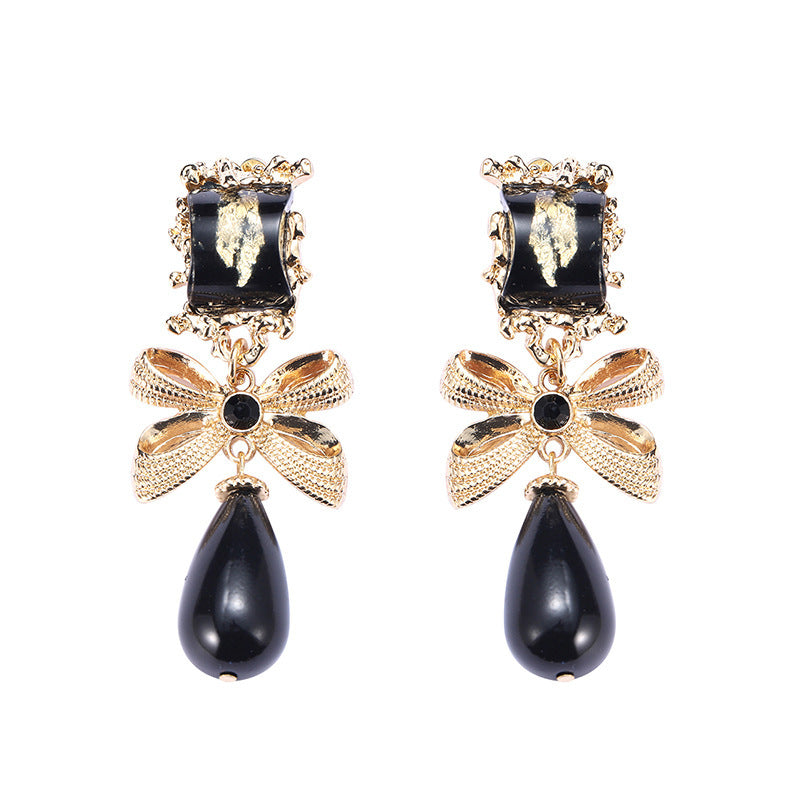 Black Bow Niche Design Graceful Earrings