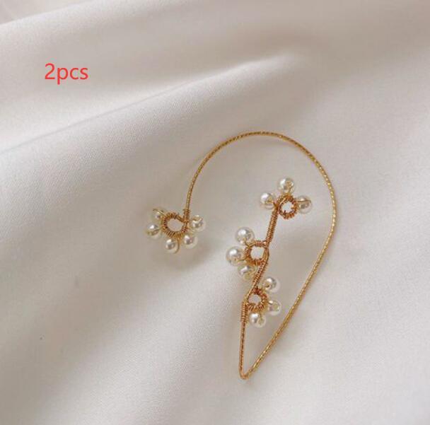 New Summer Fashion Net Celebrity Cold Wind Braided Pearl Earrings