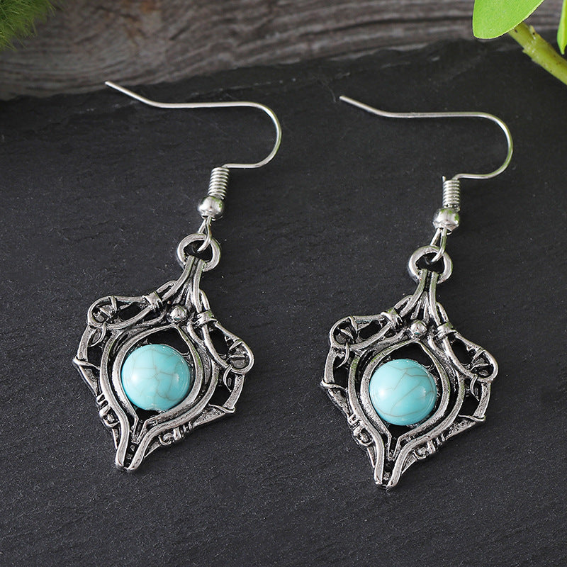 Retro Simple Gem Winding Pendant Earrings