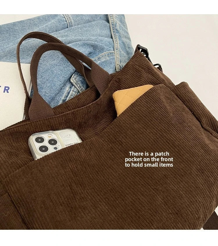 Corduroy Square Commuter Shoulder Bag