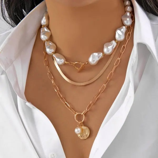 Multilayer Evil Eye Pearl Necklace