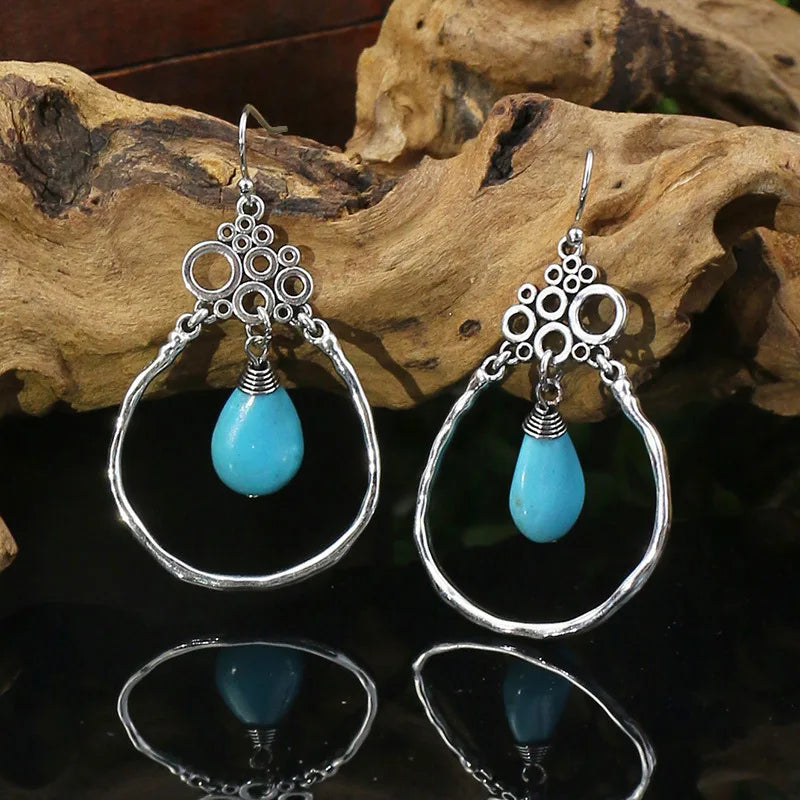 Bohemian Turquoise Water Drop Earrings