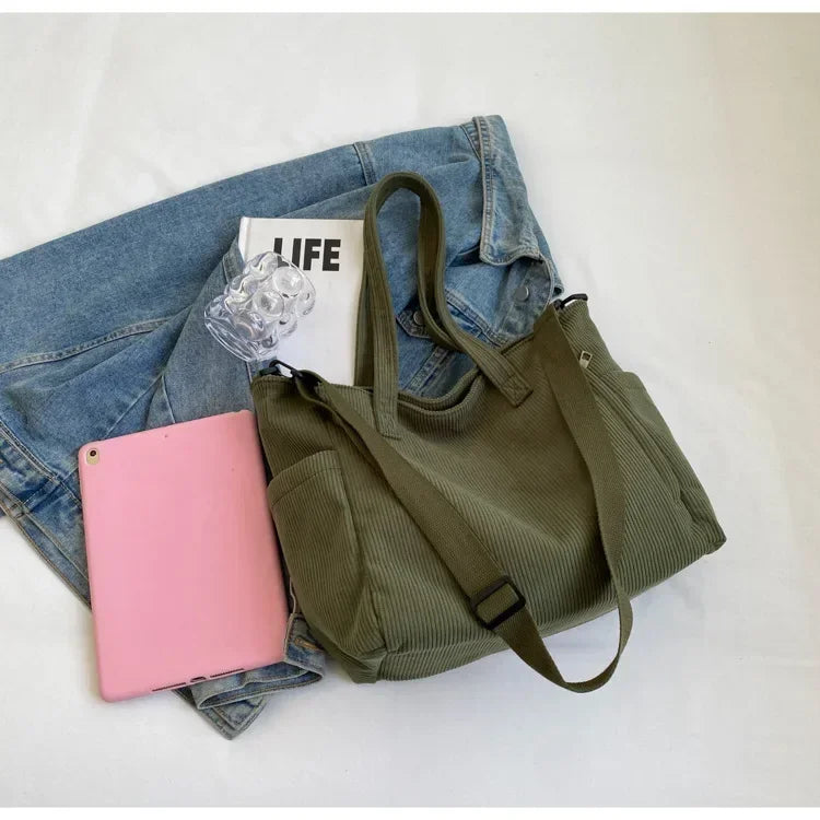 Corduroy Square Commuter Shoulder Bag