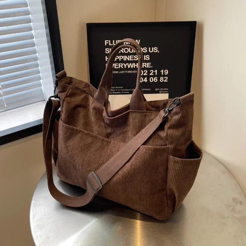 Corduroy Square Commuter Shoulder Bag