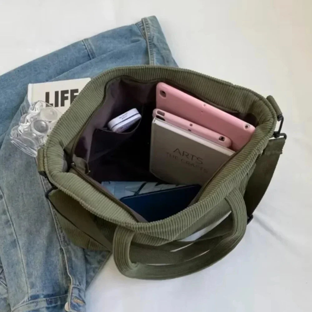 Corduroy Square Commuter Shoulder Bag