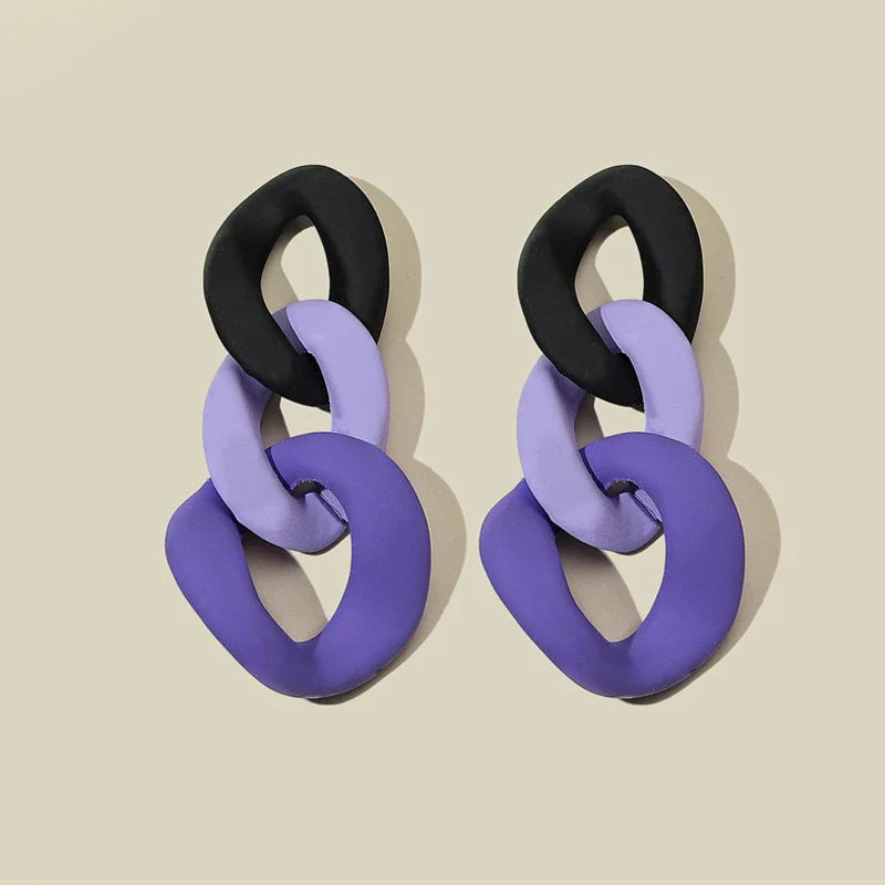 Color-Block Statement Resin Earrings