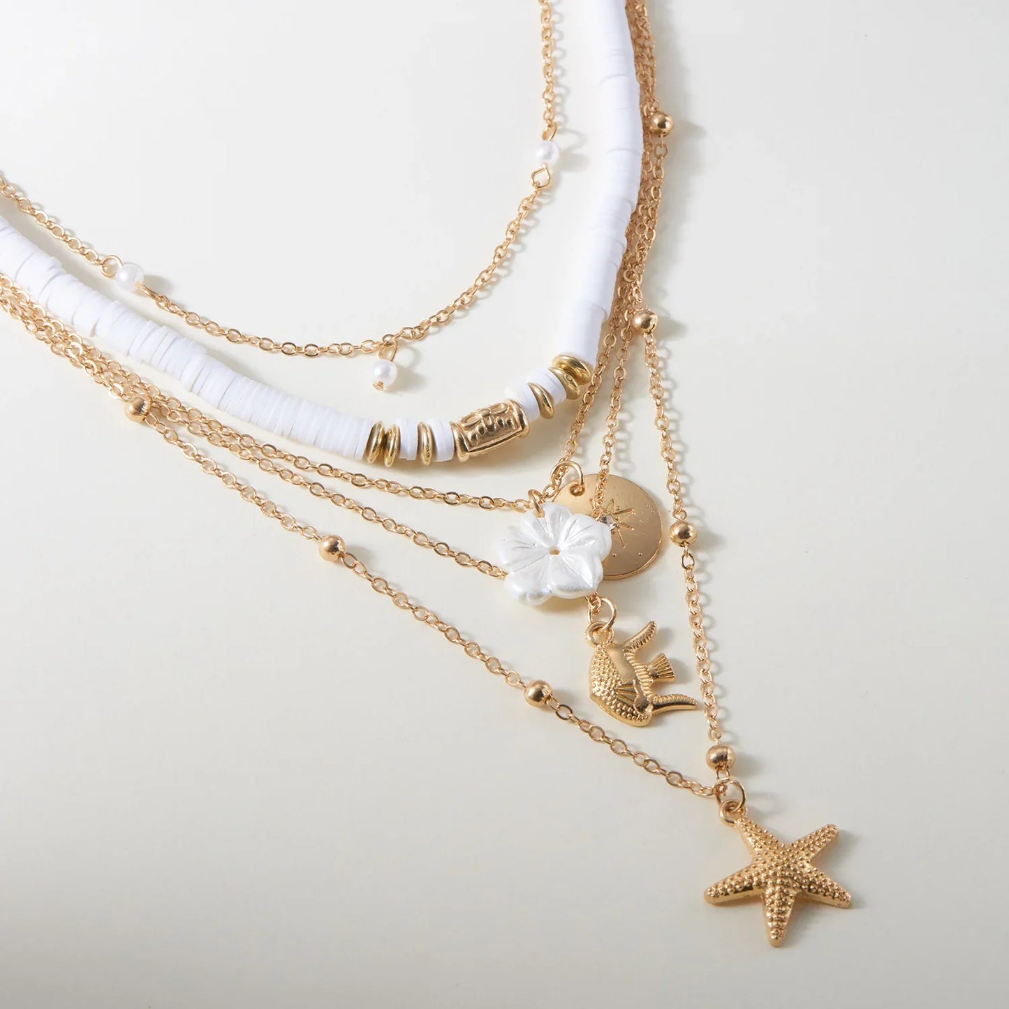 Bohemian Shell Polymer Bead Necklace