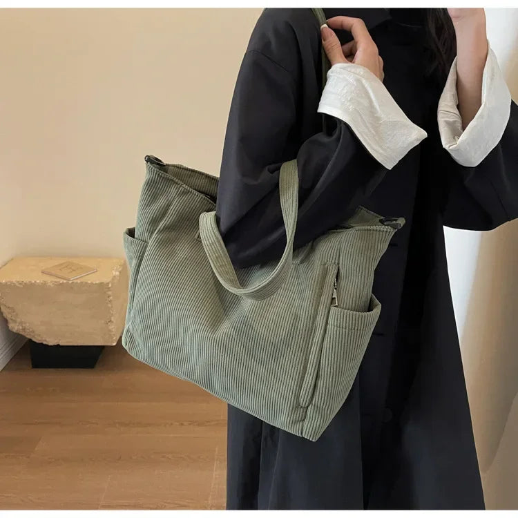 Corduroy Square Commuter Shoulder Bag