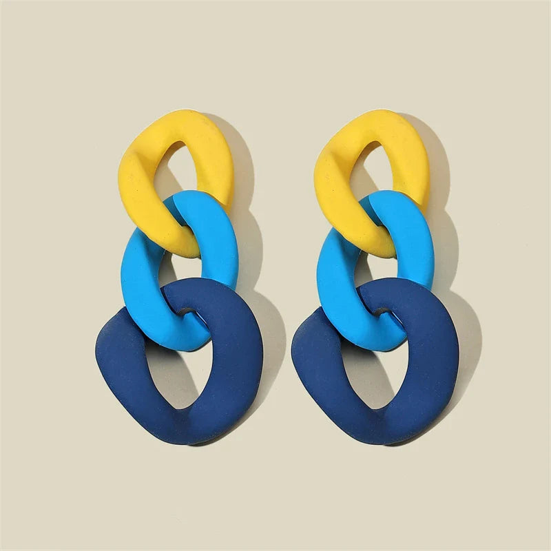 Color-Block Statement Resin Earrings