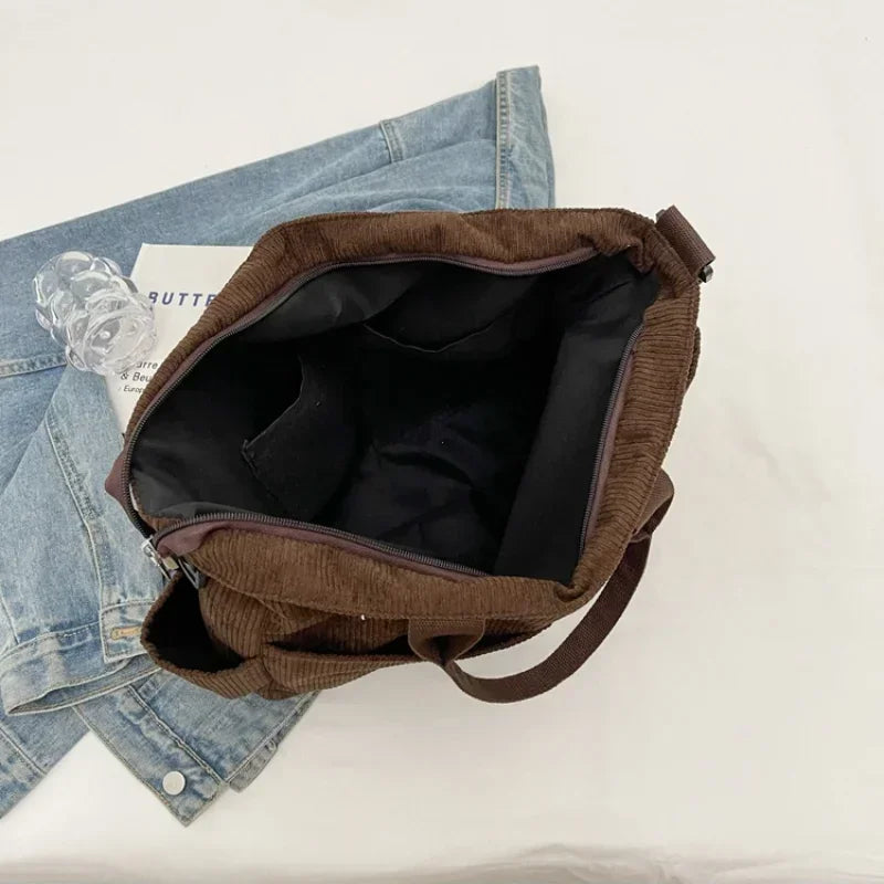 Corduroy Square Commuter Shoulder Bag
