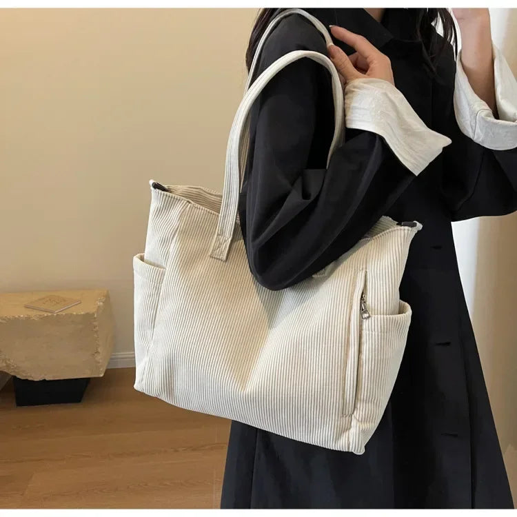 Corduroy Square Commuter Shoulder Bag