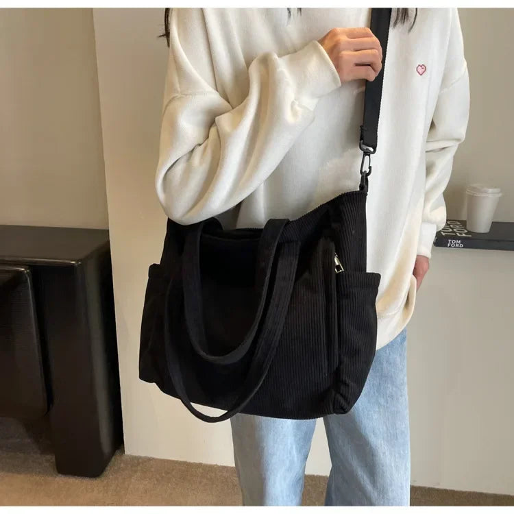 Corduroy Square Commuter Shoulder Bag