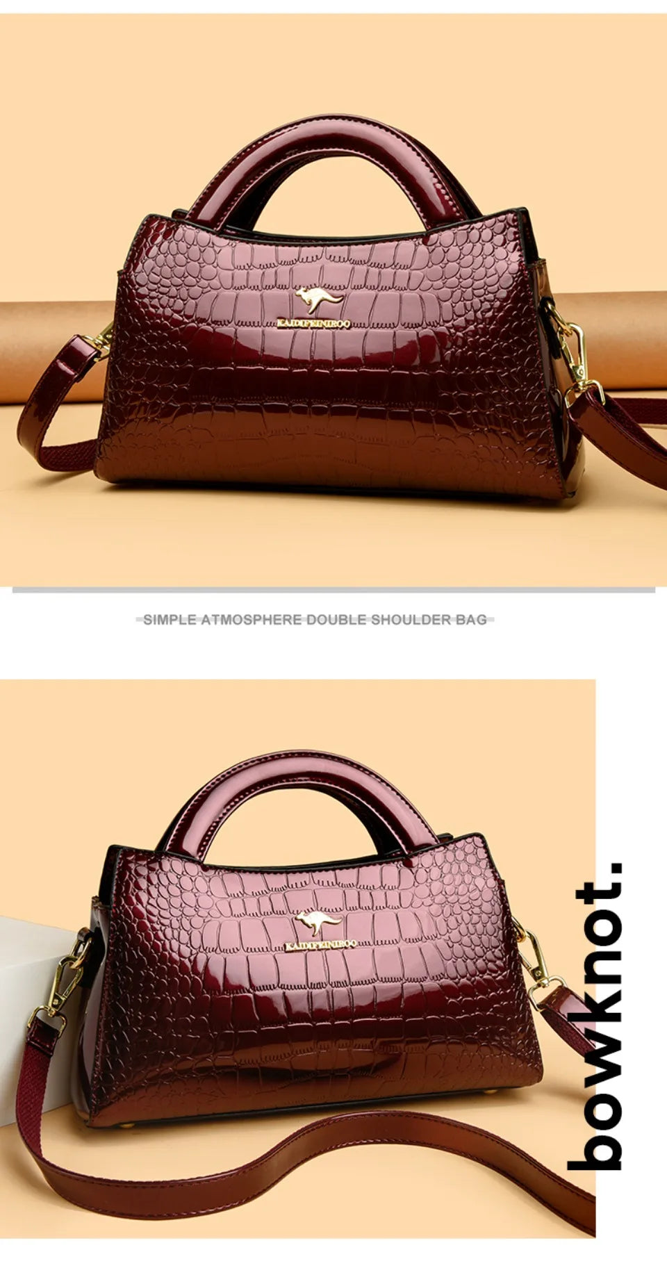 Alligator Motif Kangaroo Brand Bag