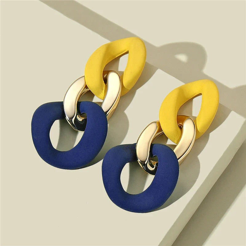 Color-Block Statement Resin Earrings