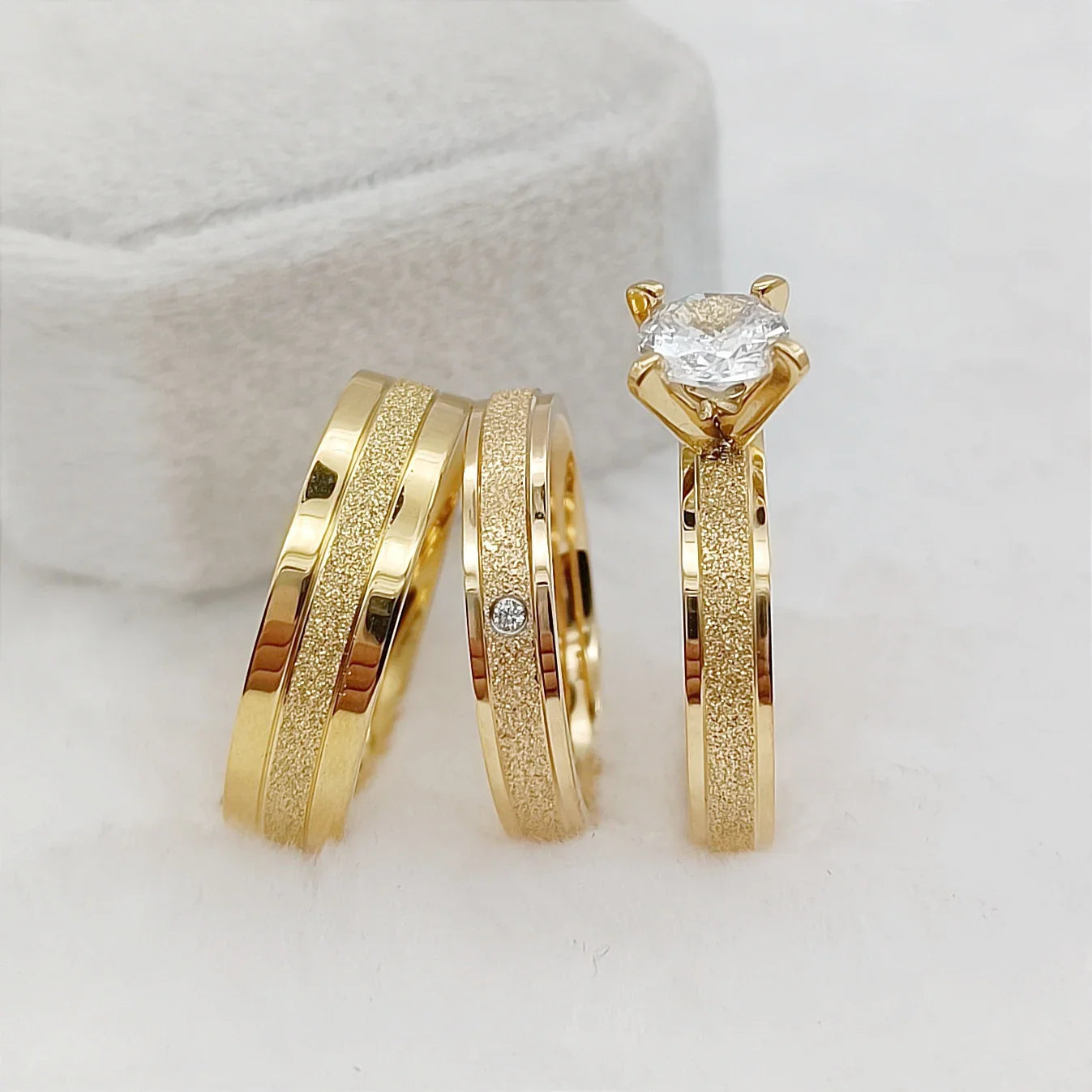Frosted Gilded Promise Engagement Ring