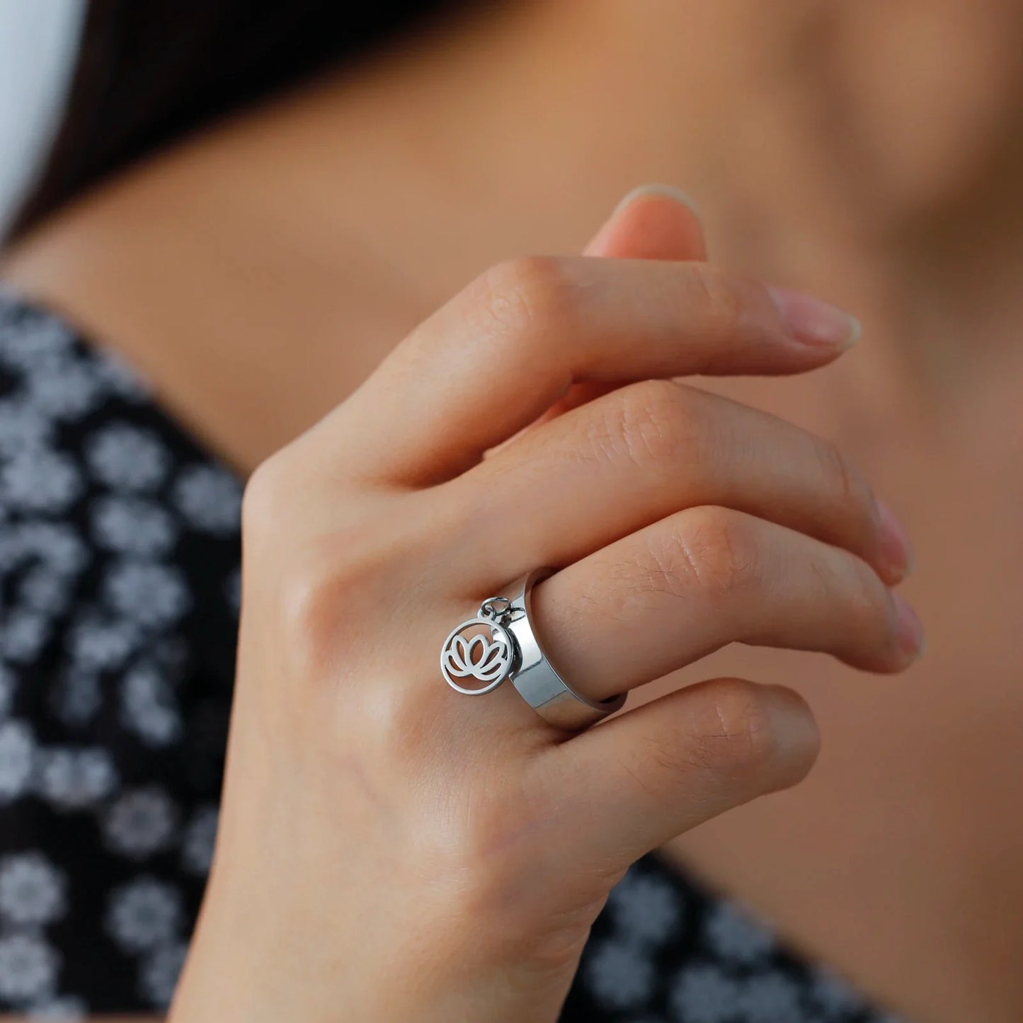 Minimalist Floral Stainless Steel Ring