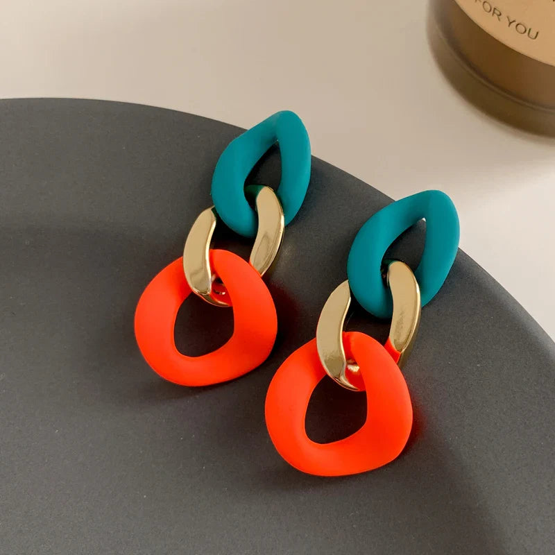 Color-Block Statement Resin Earrings