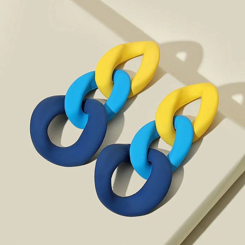 Color-Block Statement Resin Earrings