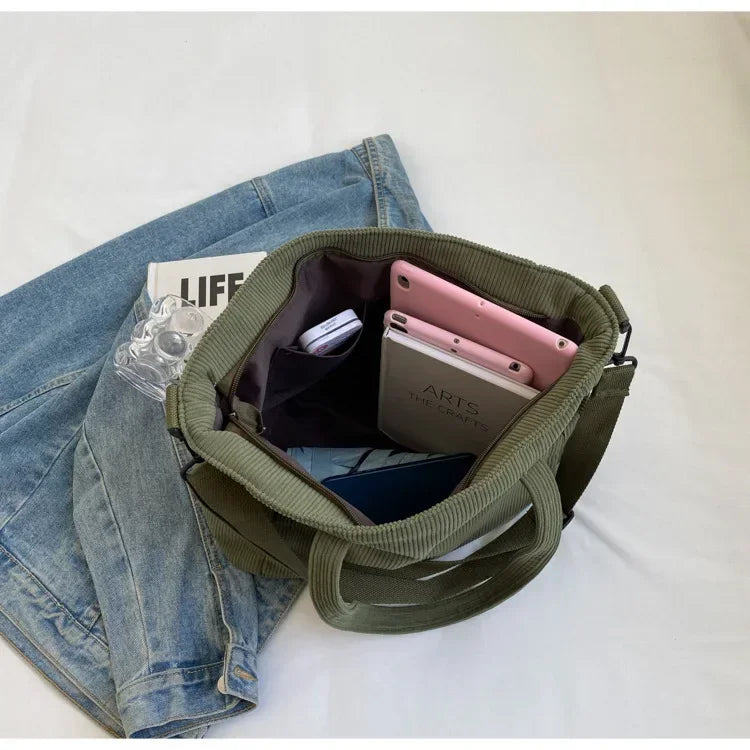 Corduroy Square Commuter Shoulder Bag
