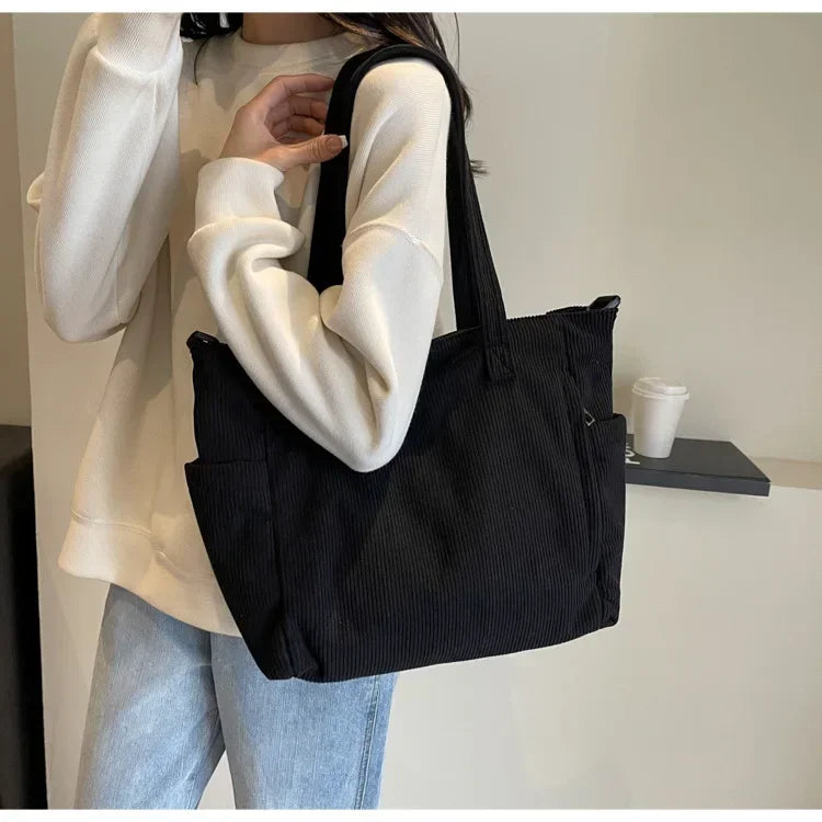 Corduroy Square Commuter Shoulder Bag
