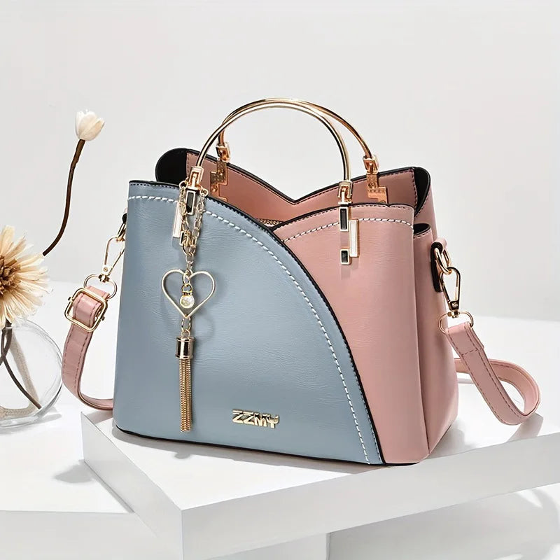 Modernist Color-Block Capacity Bucket Bag