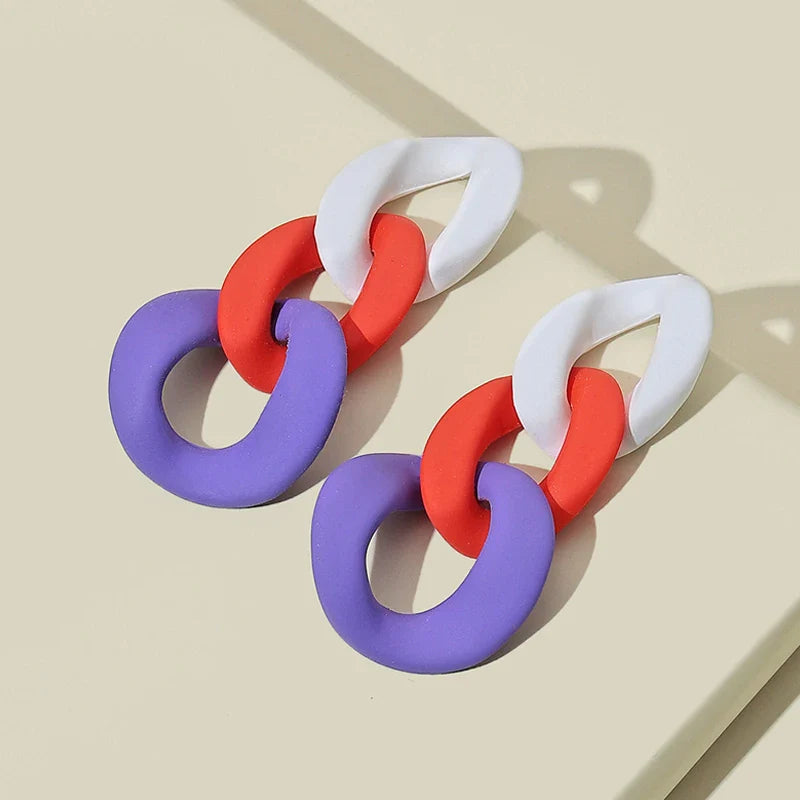 Color-Block Statement Resin Earrings