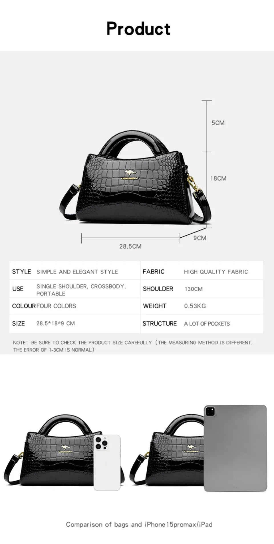 Alligator Motif Kangaroo Brand Bag