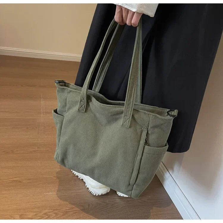 Corduroy Square Commuter Shoulder Bag