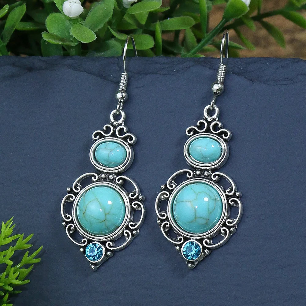 Bohemian Turquoise Water Drop Earrings