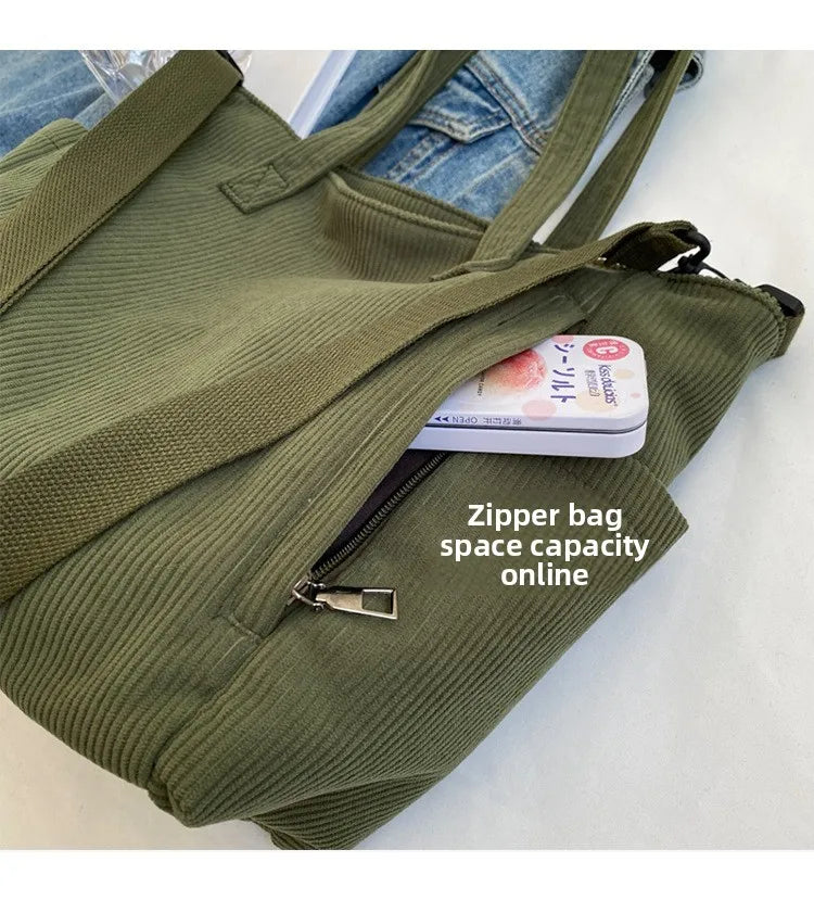 Corduroy Square Commuter Shoulder Bag