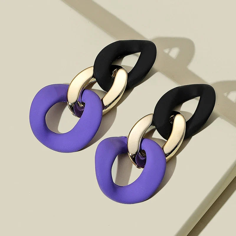 Color-Block Statement Resin Earrings