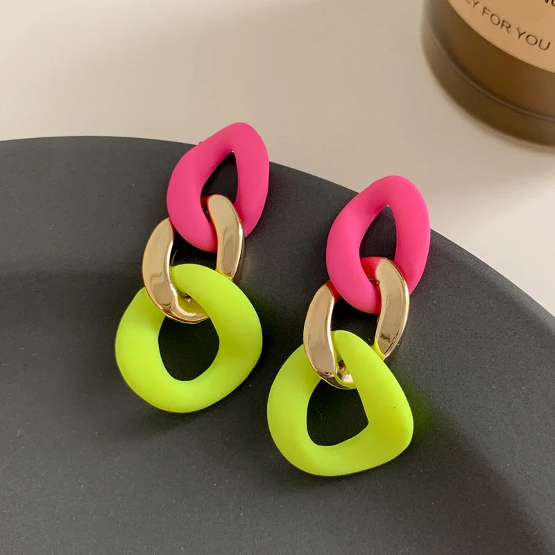 Color-Block Statement Resin Earrings