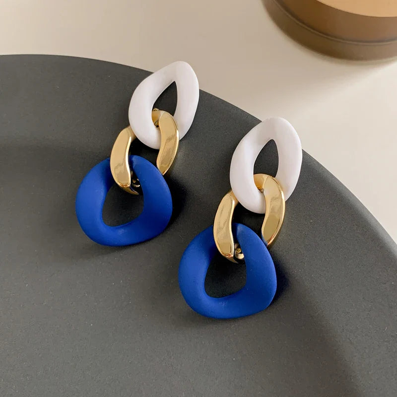 Color-Block Statement Resin Earrings