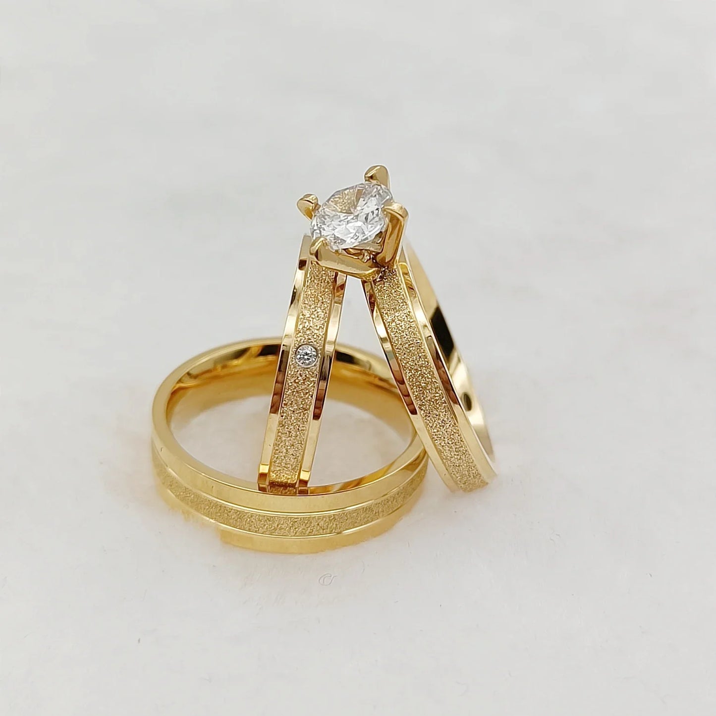 Frosted Gilded Promise Engagement Ring