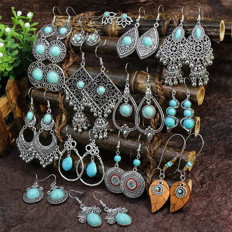 Bohemian Turquoise Water Drop Earrings