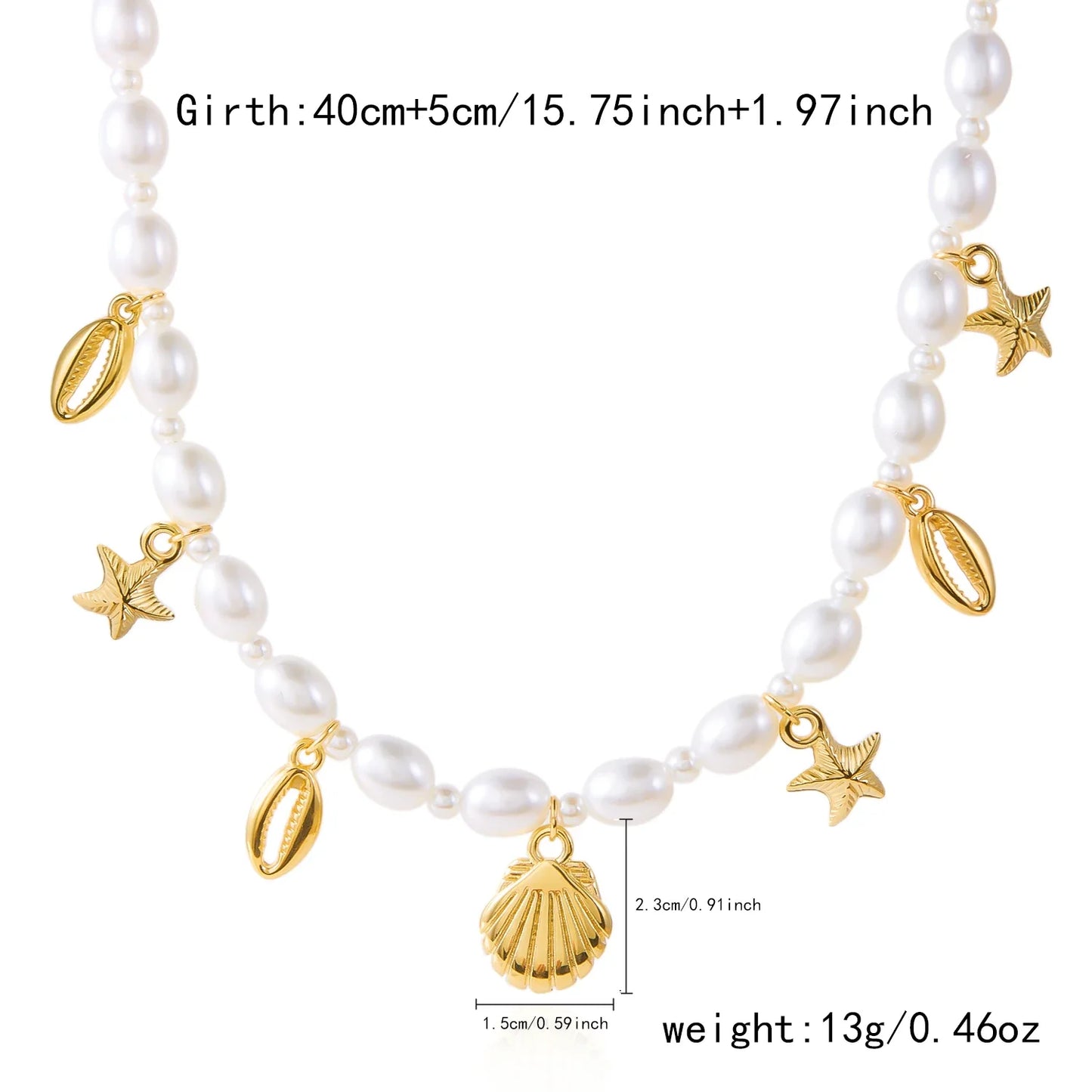 Bohemian Shell Polymer Bead Necklace