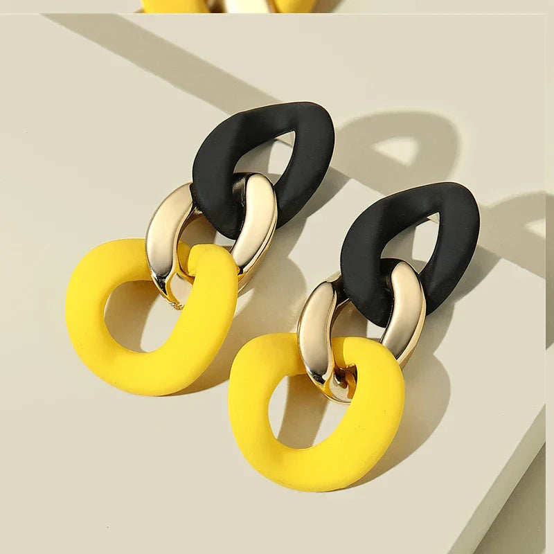 Color-Block Statement Resin Earrings