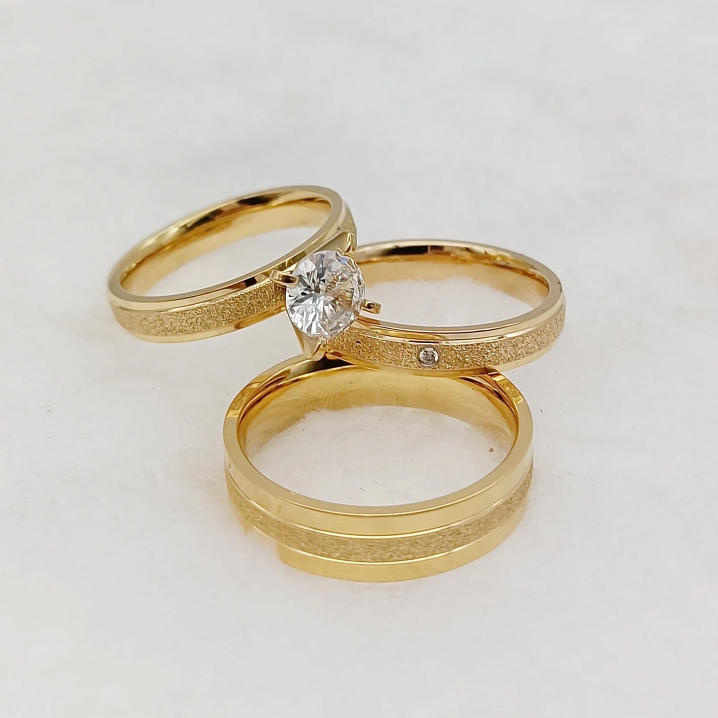 Frosted Gilded Promise Engagement Ring