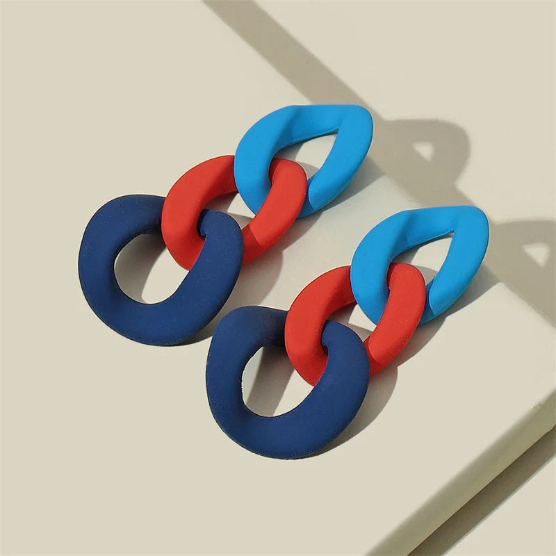 Color-Block Statement Resin Earrings