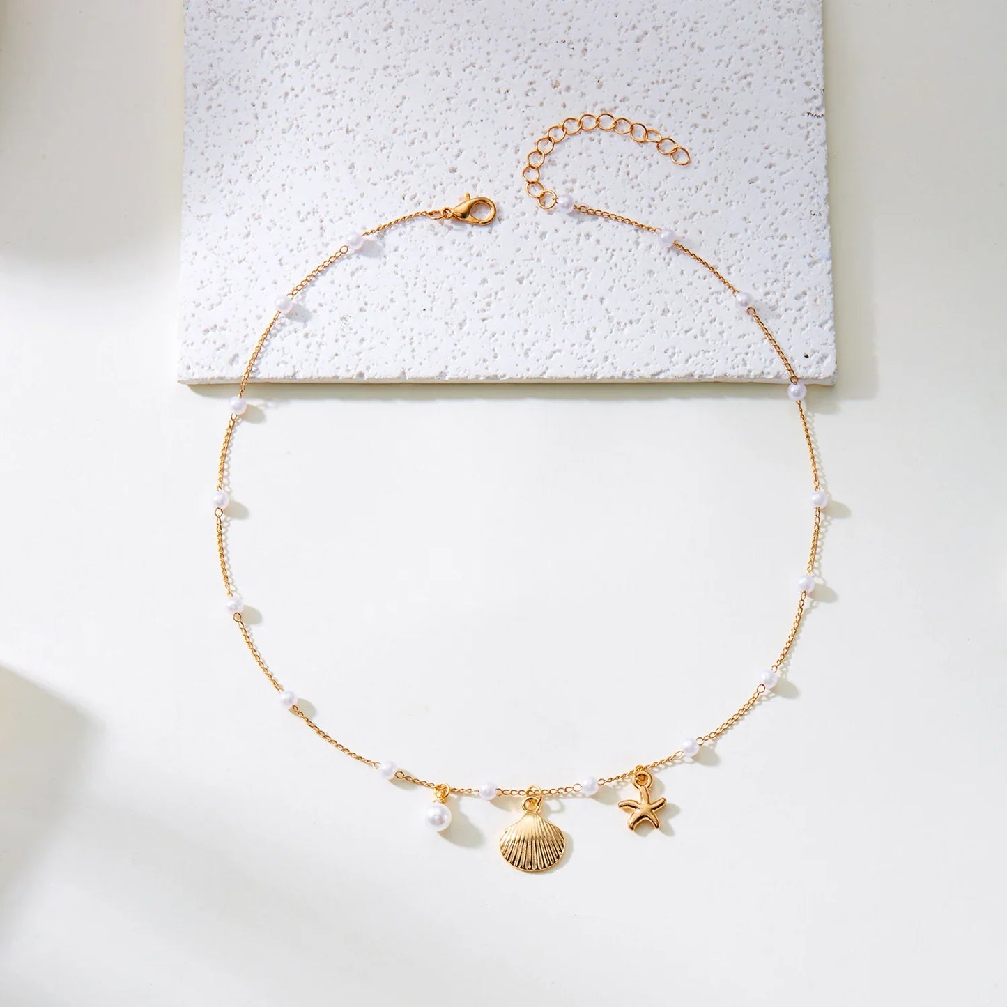 Bohemian Shell Polymer Bead Necklace