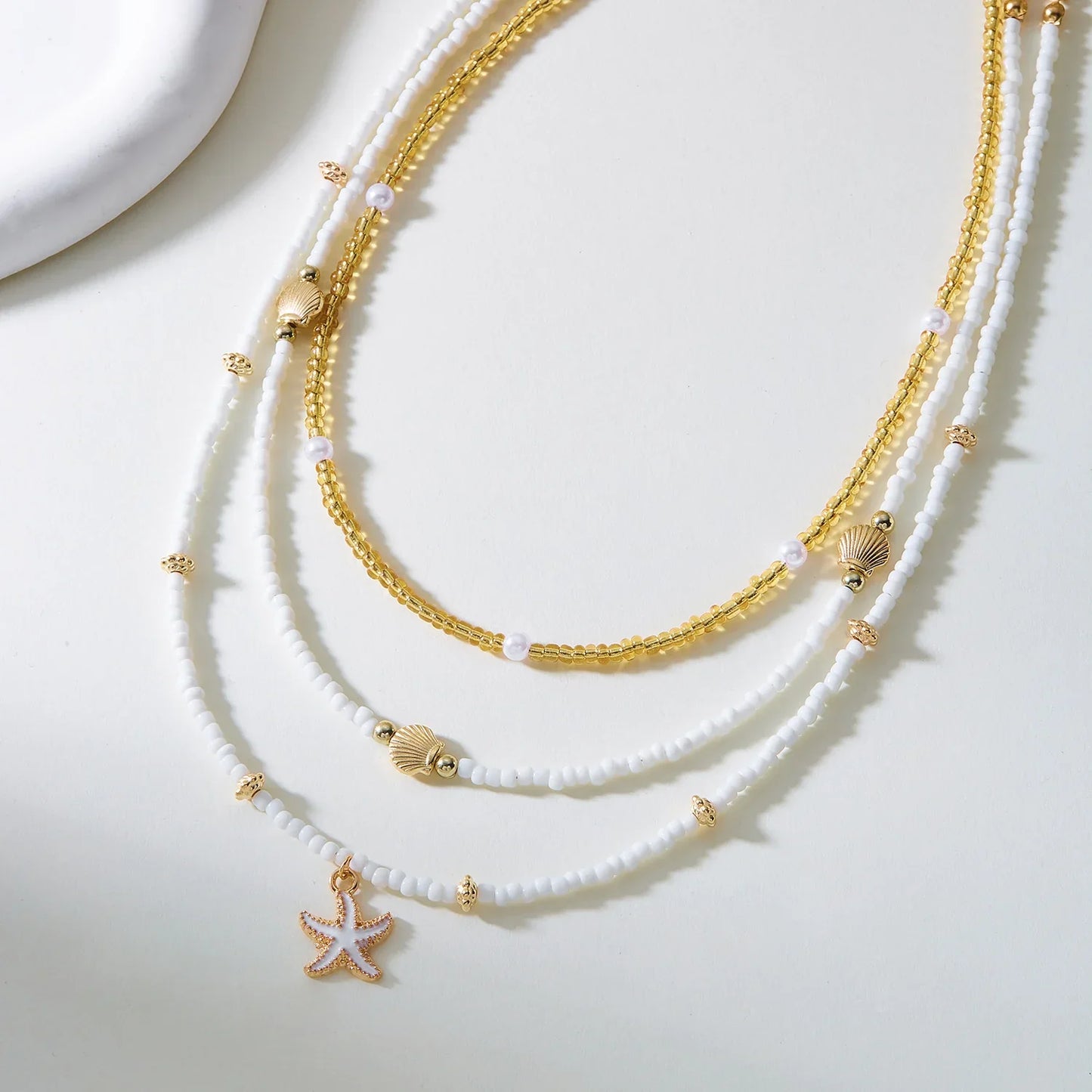 Bohemian Shell Polymer Bead Necklace