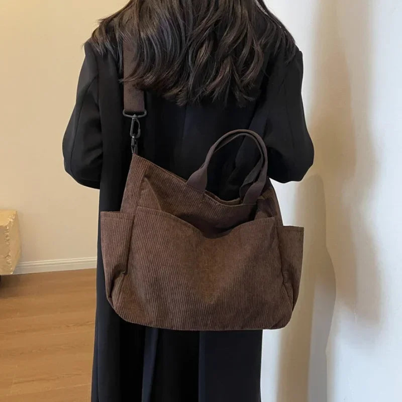 Corduroy Square Commuter Shoulder Bag